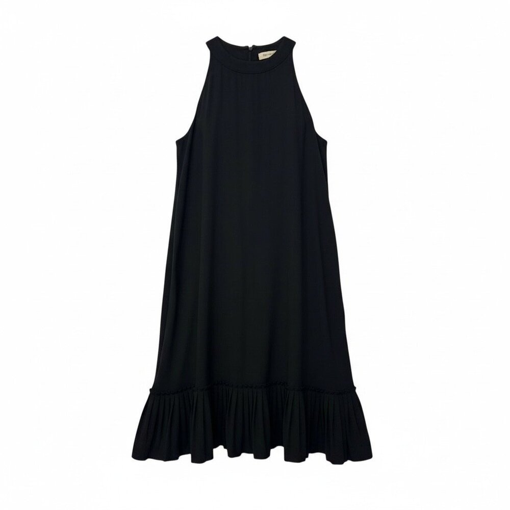 Nicole Miller Black Dress w Pleated Hem